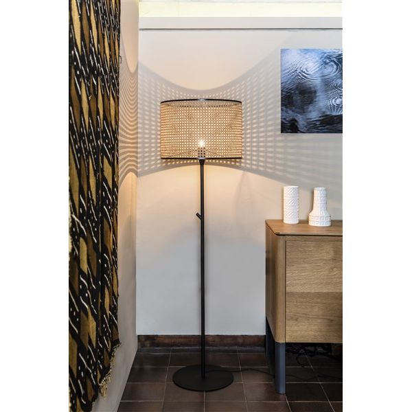 MAMBO Black/rattan floor lamp