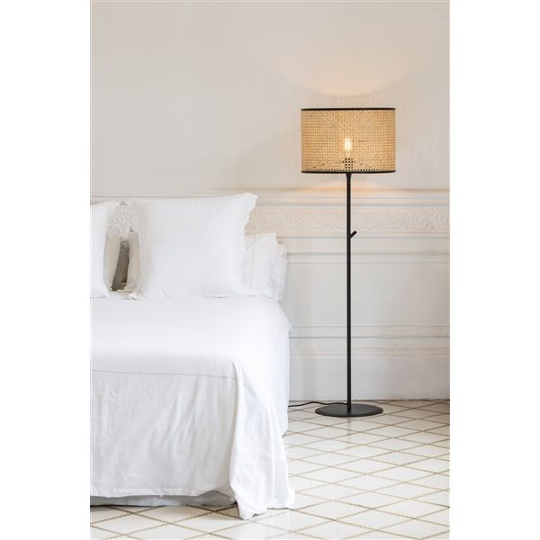 MAMBO Black/rattan floor lamp